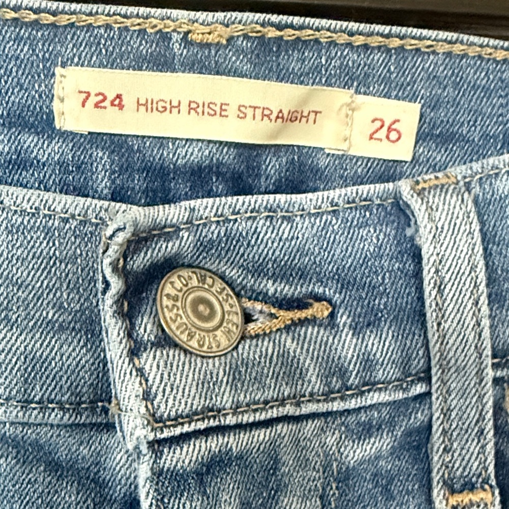 Levi's 724 Light Blue High Rise Straight Leg Jeans Sz 26 - Picture 5 of 12